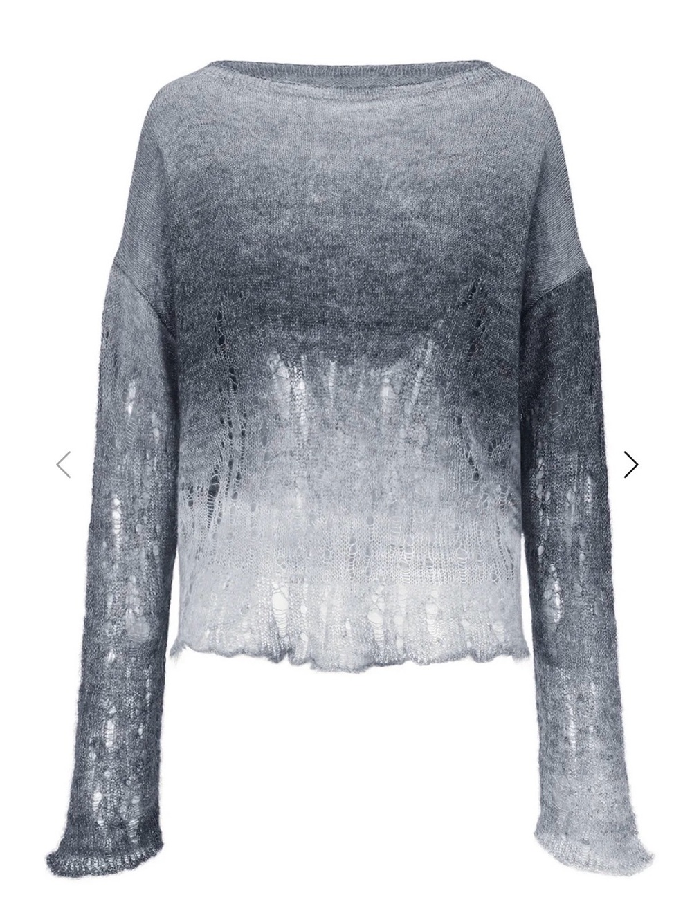 Women's Gray Ombre Crewneck Sweater - Soft Lightweight Knit